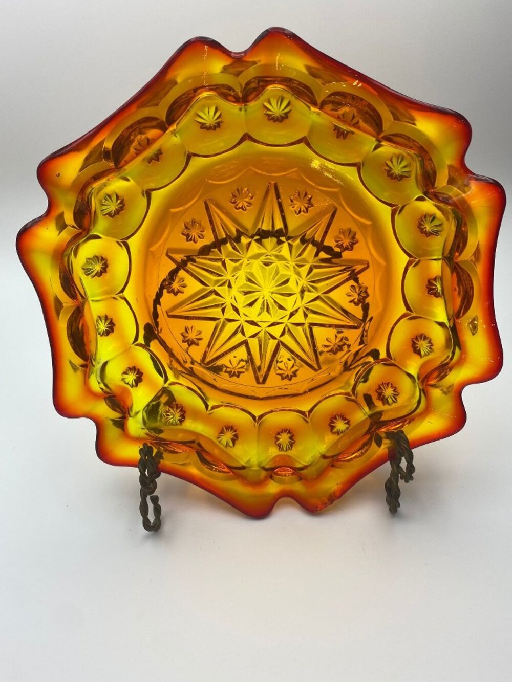 L.G. Wright Moon N Star Amberina Ashtray